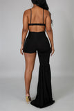 Fashion Sexy Solid Hollowed Out Backless Spaghetti Strap Irregular Regular Jumpsuits