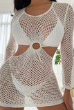 Sexy Solid Hollowed Out See-through Swimwears Cover Up