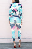 Casual Printed Long Sleeve Trousers Color Sports Set