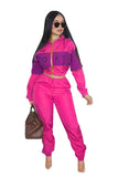 Polyester Elastic Fly Long Sleeve Mid Letter Patchwork Straight Pants