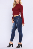 Fashion Casual Ripped Dark Blue Jeans