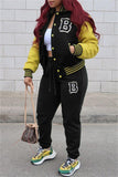Fashion Casual Letter Patchwork Buckle Outerwear