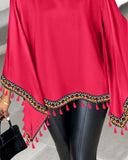 Aztec Geometric Tape Patch Batwing Sleeve Top