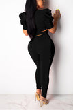 Sexy Fashion Black Slim Two-piece Suit