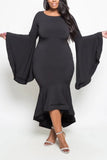Casual Bat Sleeve Fishtail Slim Temperament Large Size Dress