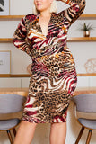 Fashion Leopard Print Multicolor Plus Size Dress
