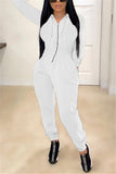 Casual Sportswear Hooded Collar Long Sleeve Regular Sleeve Regular Solid Jumpsuits