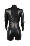 Sexy Black PU Skinny One-piece Jumpsuit