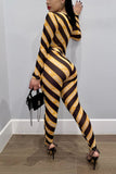 Sexy Letter Printing Long Sleeve Top Pants Yellow Set