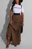 Lightly cooked Leopard Two Piece Suits Print Pleated skirt Short Sleeve