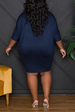 Casual Print Split Joint O Neck One Step Skirt Plus Size Dresses