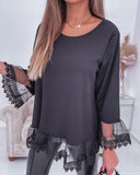 Lace Patch Long Sleeve Top