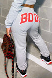 Casual Sportswear Polyester Letter Print Solid Pants Basic Straight Bottoms