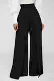 Casual Solid Split Joint Boot Cut High Waist Wide Leg Solid Color Bottoms