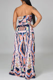 Sexy Print Bandage Split Joint Knotted Strapless Sleeveless Two Pieces