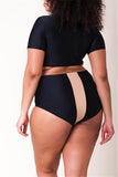 Sexy Plus Size Colorblock Black Swimsuit