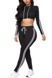 Polyester Fashion Active Casual Solid backless contrast color pencil Long Sleeve Two Pieces