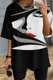 Casual Print Patchwork O Neck T-Shirts