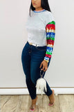 Fashion Sequined Multicolor Long Sleeve Top