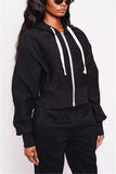 Casual Sports Black Hooded Two-Piece Suit