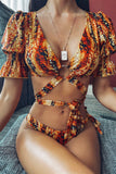 Nylon Two Piece Suits crop top Print bandage Patchwork Fashion adult Sexy Tankinis Set