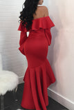 Sweet Hubble-bubble Sleeves Flounce Design Red Ankle Length Dress