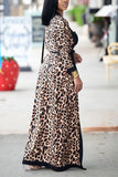 Fashion Casual Leopard Print Brown Two-piece Set