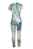 Casual Printed Skinny White Twilled Satin  One-piece Jumpsuit