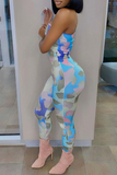 Casual Print One Shoulder Long Sleeve Two Pieces