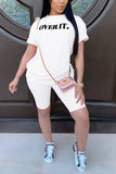Fashion Casual Printed T-shirt White Shorts Set