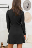 Fashion Casual Loose Single Breasted Black Solid Dress