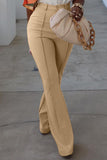 Fashion Casual Solid Basic Regular High Waist Trousers