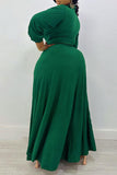 Casual Daily Elegant Simplicity Slit Solid Color V Neck Maxi Dresses