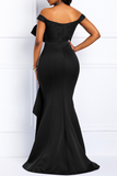 Sexy Solid Pearl V Neck Evening Dress Dresses
