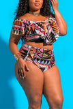 Sexy Print Multicolor Swimsuit Set