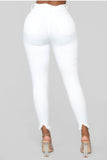 Stylish Casual White Slim Denim Trousers