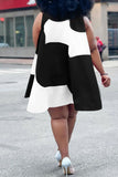 Fashion Casual Plus Size Print Patchwork O Neck Sleeveless Dress