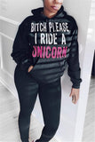 Casual Long Sleeve Hooded Collar Regular Sleeve Regular Letter Print Two Pieces