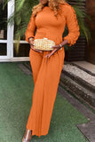 Casual Flounce Design Orange Cotton Blends One-piece Jumpsuit