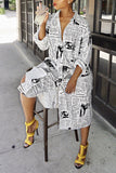 Fashion Printed Blending Knee Length Dress