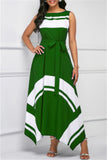 Fashion Casual Print Asymmetrical O Neck Sleeveless Dress
