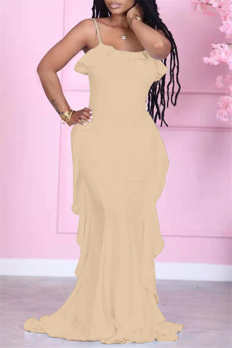 Fashion Casual Solid Backless Spaghetti Strap Sleeveless Dress