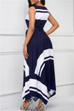 Fashion Casual Print Asymmetrical O Neck Sleeveless Dress