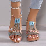Casual Patchwork Rhinestone Fish Mouth Out Door Wedges Shoes (Heel Height 1.57in)