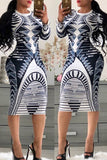 Trendy Geometric Printed Knee Length Dress