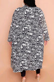 Casual Print Bandage Patchwork Plus Size Overcoat