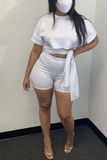 Fashion Sexy Short Sleeve Top White Shorts Set
