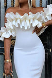 Fashion Sexy Solid Color Off Shoulder Dress