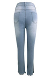 Fashion Casual High Waist Slim Blue Denim Trousers
