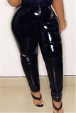 Fashion Sexy Solid Color Leather Trousers